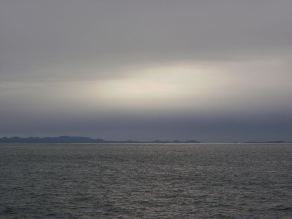 View from the whale watching boat outside Reykjavik.