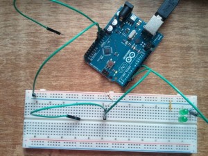 Prototype of the circuit on a breadboard